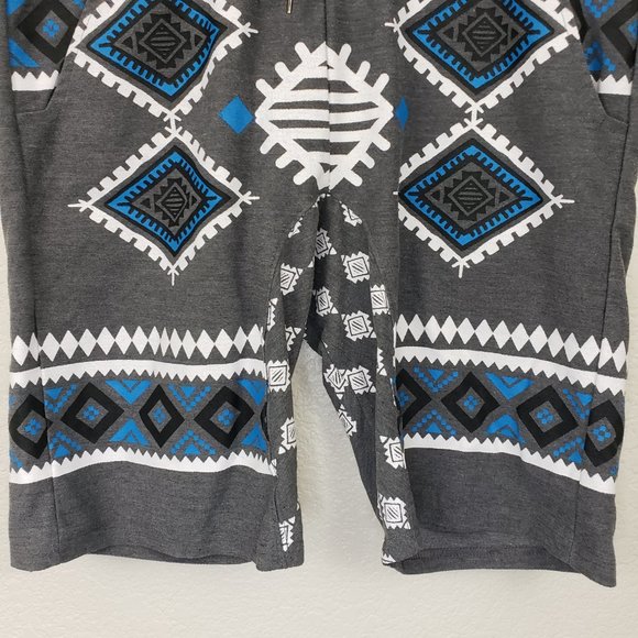 Retro Distrikt Men's Sz XL Grey Aztec Print Drawcord Casual Board Shorts - Picture 3 of 13